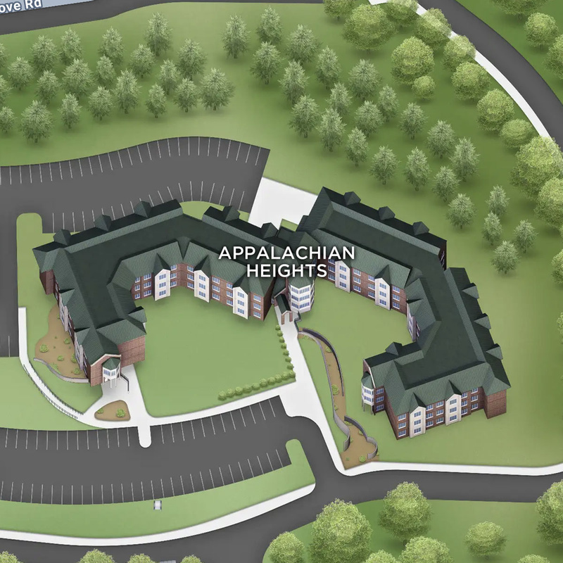 Campus map showing Appalachian Heights at App State.