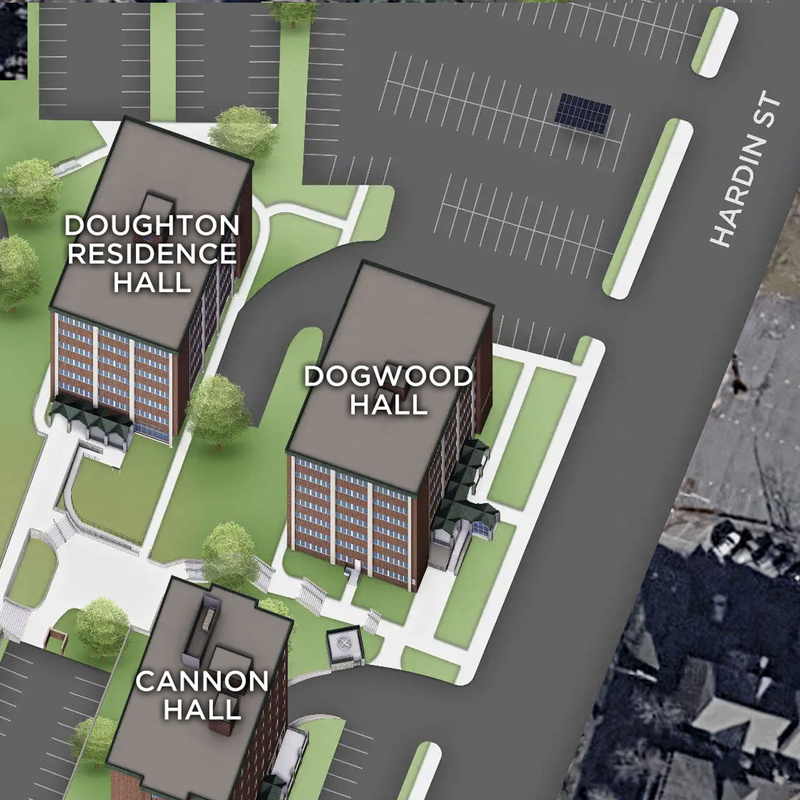 Campus map showing Dogwood Hall at App State.