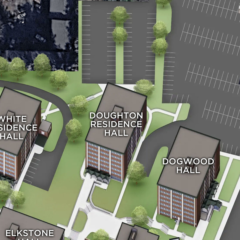 Campus map showing Doughton Hall at App State.
