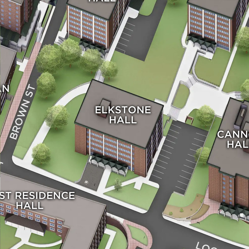Campus map showing Elkstone Hall at App State.