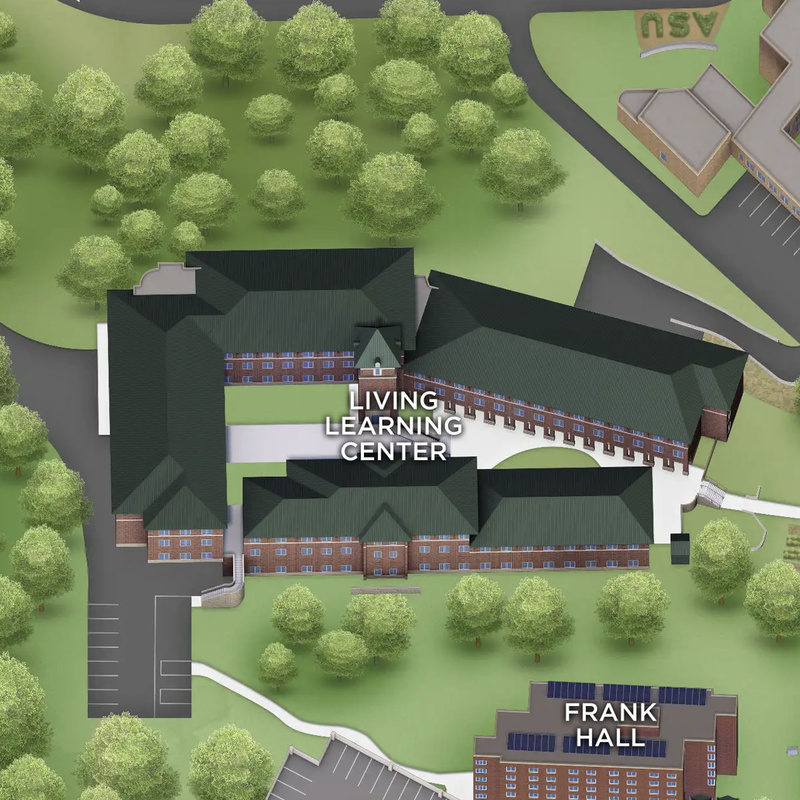 Campus map showing Living Learning Center at App State.