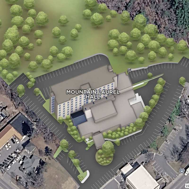 Campus map showing Mountaineer Laurel Hall at App State.