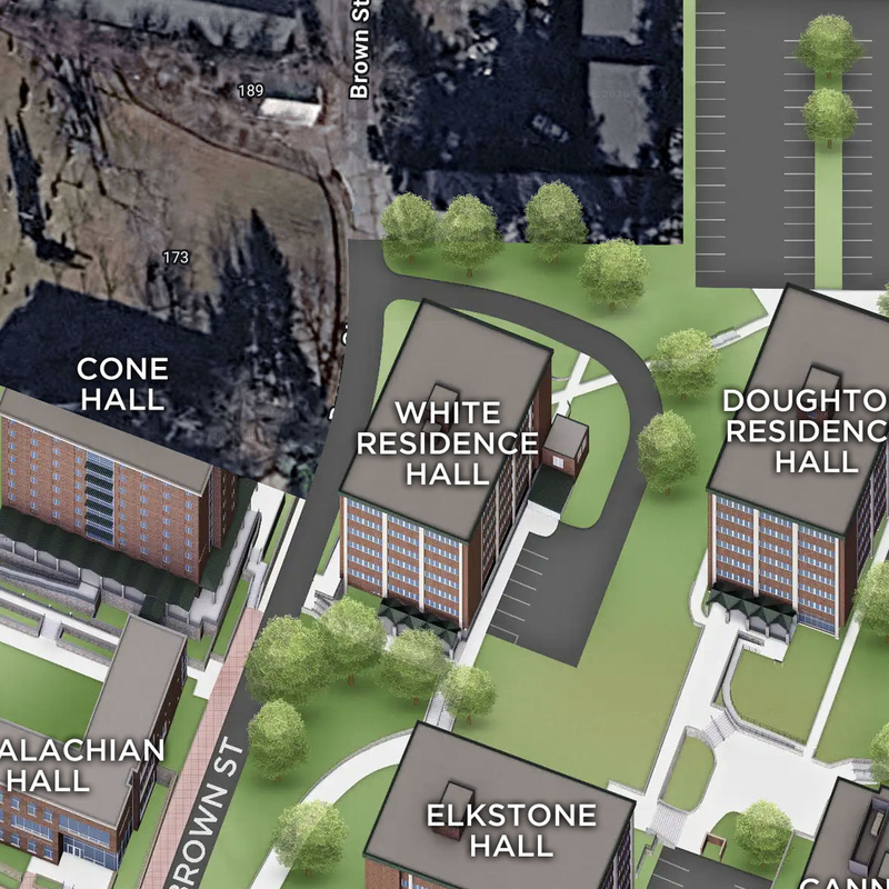 Campus map showing White Hall at App State.
